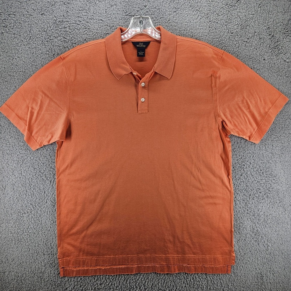 Brooks Brothers 346 Short Sleeve Orange Cotton Golf Polo Size L Large Mens